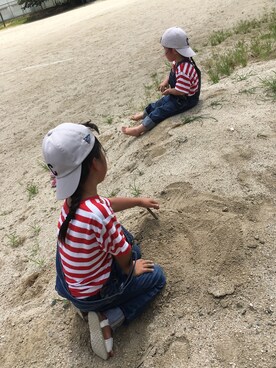「OLD NAVY（オールドネイビー）のアイテム（サロペット/オーバーオール）」を使った、an♥︎さん（キッズ・120cm）の夏コーディネート