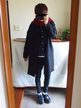 「WORLD WORKERS（ワールドワーカーズ）の【WORLDWORKERS】ノーカラーデニムジャケット（デニムジャケット）」を使った、なすくさん（メンズ・174cm）の冬コーディネート