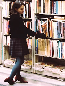 「アイテム（ブーティ、レッド系）」を使った、Michiさん（レディース・150cm）の冬コーディネート