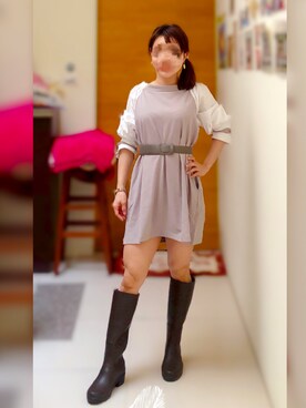 「AIGLE（エーグル）のアイテム（ブーツ）」を使った、Yui Chuさん（レディース・152cm）の秋コーディネート