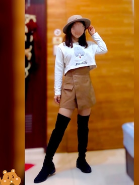 「通勤穿搭」｜「アイテム（帽子）」を使った、Yui Chuさん（レディース・152cm）の冬コーディネート