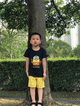 「アイテム（カーゴパンツ、イエロー系）」を使った、melodychanさん（レディース・154cm）の夏コーディネート