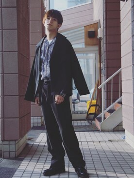 Matsuda  Kazukiさんの「ポリエステルトロピカル シングルテーラードジャケット」を使ったコーディネート