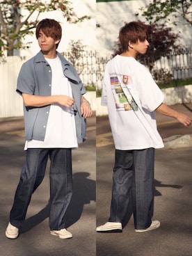 「Pledge（プレッジ）のアイテム」を使った、Matsuda  Kazukiさん（メンズ・178cm）の夏コーディネート