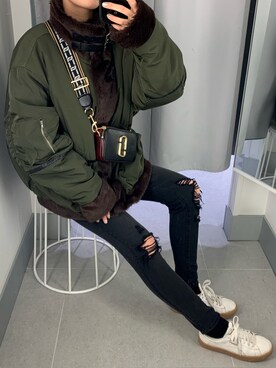 「MARC JACOBS」｜「アイテム（ブルゾン）」を使った、ちあきさん（レディース・159cm）の冬コーディネート
