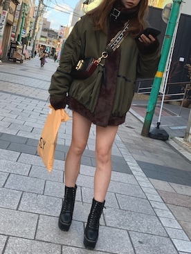 「MARC JACOBS」｜「アイテム（ブルゾン）」を使った、ちあきさん（レディース・159cm）の春コーディネート