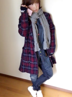 「iPhoneケース」｜「アイテム（財布/小物）」を使った、kazuさん（レディース・170cm）の冬コーディネート