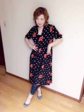 「バラ柄」｜「アイテム（ワンピース/ドレス）」を使った、kazuさん（レディース・170cm）の夏コーディネート