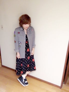 「バラ柄」｜「アイテム（ワンピース/ドレス）」を使った、kazuさん（レディース・170cm）の秋コーディネート