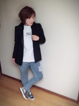「ディーゼル」｜「アイテム（スリッポン）」を使った、kazuさん（レディース・170cm）の春コーディネート