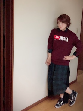 「チェックシャツワンピース」｜「アイテム（シャツワンピース）」を使った、kazuさん（レディース・170cm）の秋コーディネート