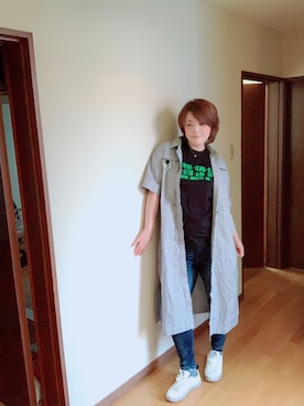 「ディーゼル」｜「アイテム（シャツワンピース）」を使った、kazuさん（レディース・170cm）の夏コーディネート