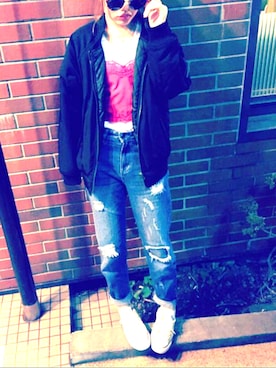 「CLOSE-UP（クローズアップ）のアイテム（ジャケット/アウター）」を使った、anchamさん（レディース・156cm）の春コーディネート