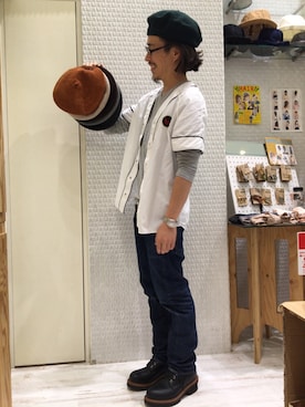 「ベレー」｜「アイテム（ハンチング/ベレー帽）」を使った、14+ イオンモール羽生店 スタッフさん（メンズ・169cm）の秋コーディネート