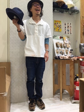 「白シャツ×デニム」｜14+ イオンモール羽生店 スタッフさん（メンズ・169cm）の秋コーディネート