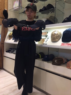 「キャップ女子」｜14+ イオンモール羽生店 スタッフさん（レディース・160cm）の冬コーディネート