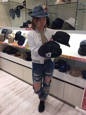 「ハットコーデ」｜14+ イオンモール羽生店 スタッフさん（レディース・165cm）の春コーディネート