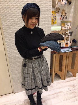 「スカートコーデ」｜「アイテム（帽子）」を使った、14+ イオンモール羽生店 スタッフさん（レディース・160cm）の春コーディネート
