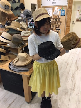 「天然素材」｜14+ イオンモール羽生店 スタッフさん（レディース・160cm）の夏コーディネート