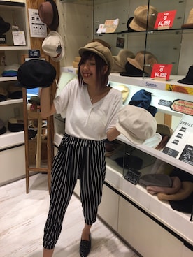 「アイテム（キャスケット）」を使った、14+ イオンモール羽生店 スタッフさん（レディース・160cm）の夏コーディネート