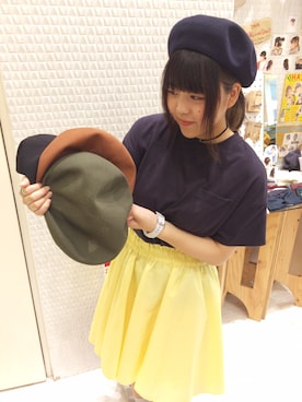 「スカートコーデ」｜「アイテム（帽子）」を使った、14+ イオンモール羽生店 スタッフさん（レディース・160cm）の夏コーディネート