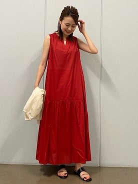 「アイテム（アクセサリー、グリーン系）」を使った、mikaさん（レディース・158cm）の夏コーディネート