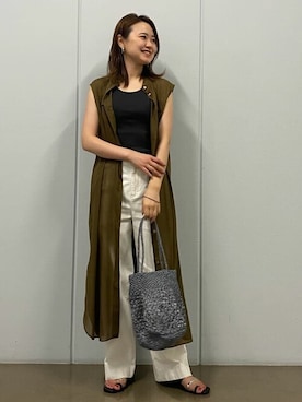「human woman（ヒューマンウーマン）のアイテム（デニムパンツ）」を使った、mikaさん（レディース・158cm）の夏コーディネート