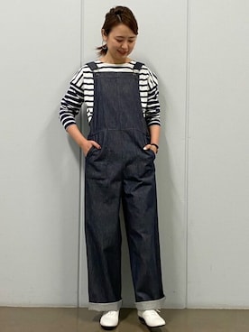 「アイテム（オールインワン・サロペット）」を使った、mikaさん（レディース・158cm）の冬コーディネート