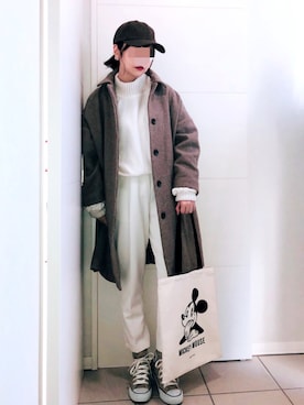 「Samansa Mos2（サマンサ モスモス）のアイテム（ステンカラーコート）」を使った、❁⃘asa❁⃘さん（レディース・150cm）の冬コーディネート