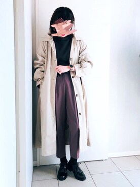 「Samansa Mos2 blue（サマンサモスモスブルー）のアイテム（ステンカラーコート）」を使った、❁⃘asa❁⃘さん（レディース・150cm）の春コーディネート
