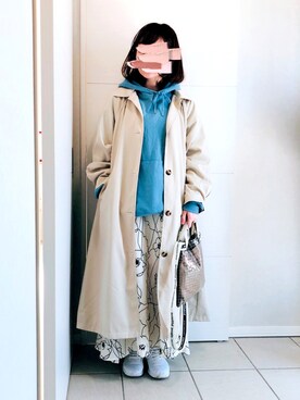 「Samansa Mos2 blue（サマンサモスモスブルー）のアイテム（ステンカラーコート）」を使った、❁⃘asa❁⃘さん（レディース・150cm）の春コーディネート