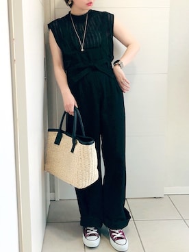 「アイテム（かごバッグ、ホワイト系）」を使った、❁⃘asa❁⃘さん（レディース・150cm）の夏コーディネート