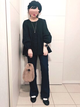 「SVEC（シュベック）のカンフーシューズ kung fu Shoes / ストラップパンプス（バレエシューズ）」を使った、❁⃘asa❁⃘さん（レディース・150cm）の秋コーディネート