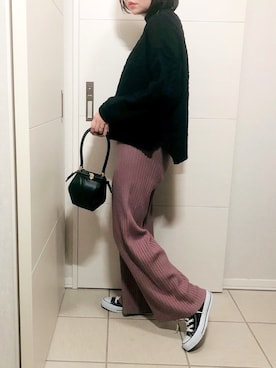 「リブニットパンツ」｜❁⃘asa❁⃘さん（レディース・150cm）の秋コーディネート