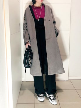 「CONVERSE（コンバース）のALL STAR HI（スニーカー）」を使った、❁⃘asa❁⃘さん（レディース・150cm）の冬コーディネート