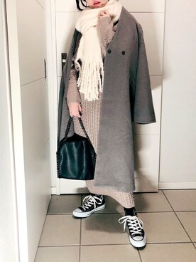「SENSE OF PLACE by URBAN RESEARCH（センスオブプレイスバイアーバンリサーチ）のアイテム（ノーカラーコート）」を使った、❁⃘asa❁⃘さん（レディース・150cm）の冬コーディネート