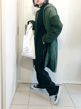 「CONVERSE（コンバース）のALL STAR HI（スニーカー）」を使った、❁⃘asa❁⃘さん（レディース・150cm）の冬コーディネート