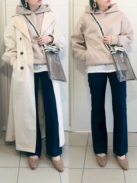 「サニーレーベル」｜「アイテム（トレンチコート）」を使った、❁⃘asa❁⃘さん（レディース・150cm）の冬コーディネート