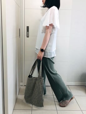 「ラッフルスリーブ」｜❁⃘asa❁⃘さん（レディース・150cm）の春コーディネート
