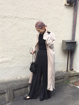 「UNE MANSION（ユヌマンション）のアイテム（シャツワンピース）」を使った、Sae Hirataさん（レディース・164cm）の夏コーディネート