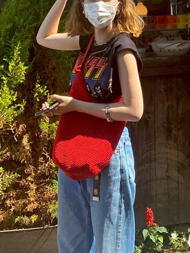 「X-girl（エックスガール）のアイテム（Belt、ブラック系）」を使った、minineさん（レディース・159cm）の夏コーディネート