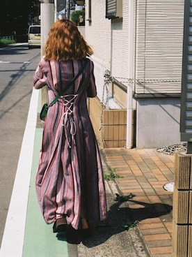 「VINTAGE（ヴィンテージ）のアイテム（Dresses、パープル系）」を使った、minineさん（レディース・159cm）の夏コーディネート