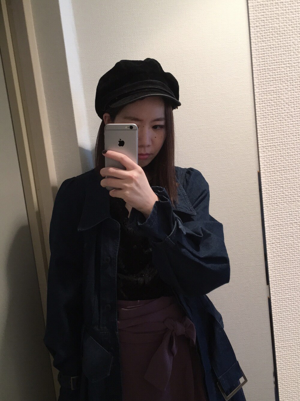 「春コーデ」｜「COMME CA ISMのアイテム（キャスケット、ブラック系）」を使った、lilyさん（レディース・162cm）の春コーディネートの1枚目の写真