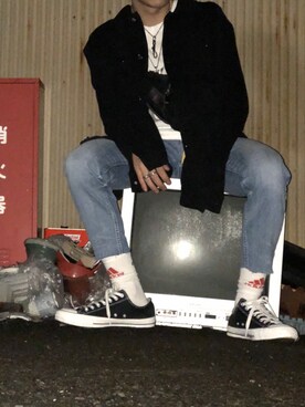 「unrelaxing（アンリラクシング）のアイテム（デニムジャケット）」を使った、菅原さん（メンズ・171cm）の秋コーディネート