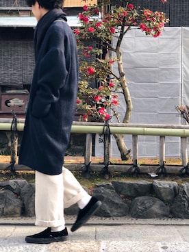 「NEONSIGN（ネオンサイン）のアイテム（チェスターコート）」を使った、Yusuke Nakajimaさん（メンズ・176cm）の冬コーディネート