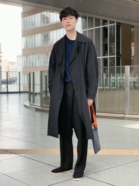 「アイテム（ステンカラーコート）」を使った、Yusuke Nakajimaさん（メンズ・176cm・20代）の秋コーディネート