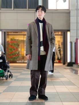 「LENO（リノ）のアイテム（チノパンツ）」を使った、Yusuke Nakajimaさん（メンズ・176cm）の冬コーディネート