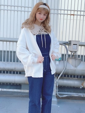「one after another NICE CLAUP（ワンアフターアナザーナイスクラップ）のアイテム（オールインワン・サロペット）」を使った、ﾒｸﾞﾐさん（レディース・159cm）の冬コーディネート