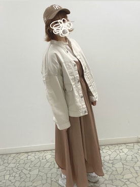 「ノーカラー」｜「アイテム（デニムジャケット）」を使った、ﾒｸﾞﾐさん（レディース・159cm）の春コーディネート
