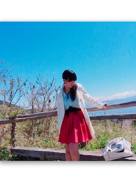 「GORGE（ゴージ）のアイテム（シャツ/ブラウス、ブルー系）」を使った、あすひろ。さん（レディース・165cm）の春コーディネート